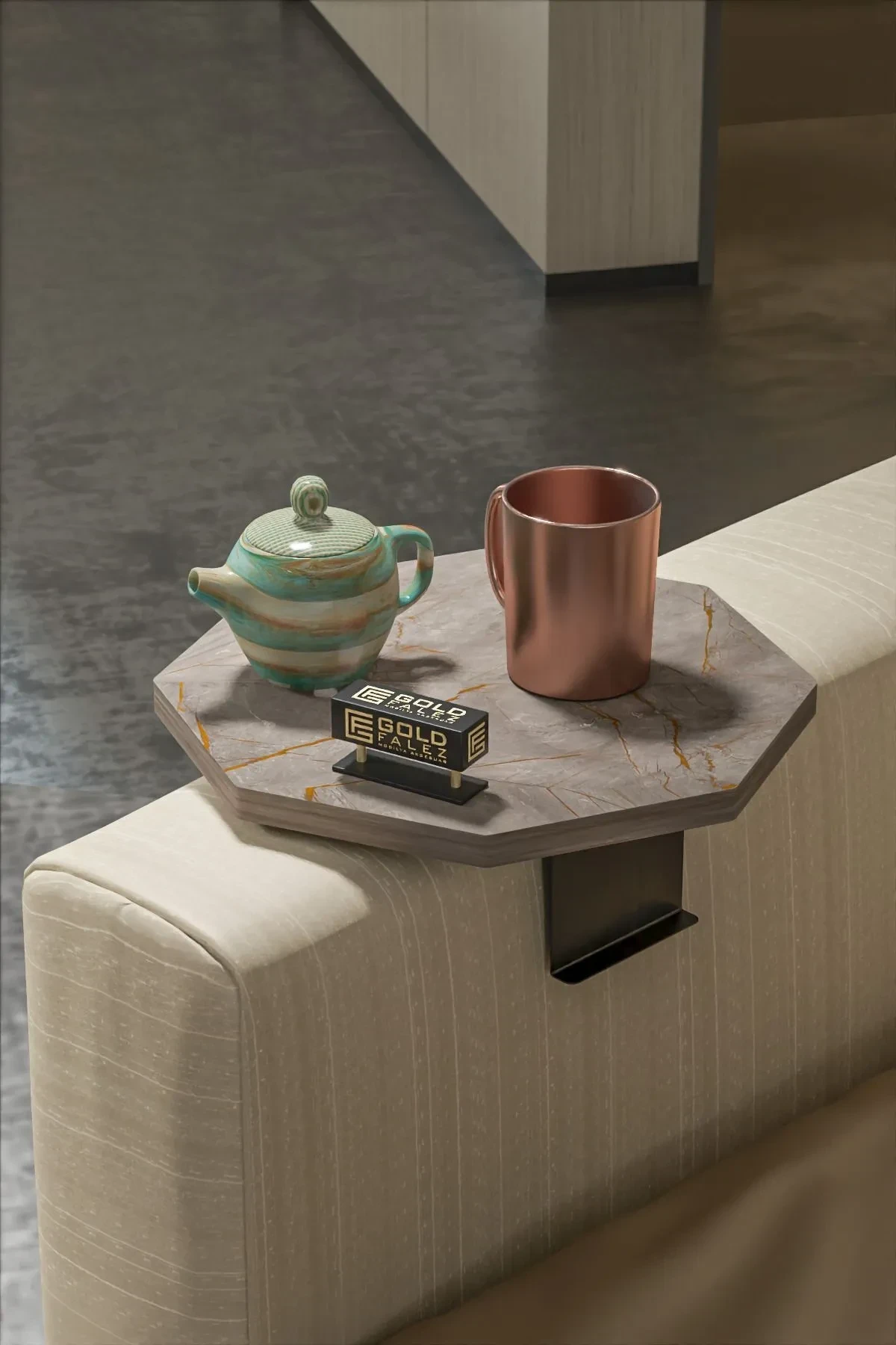 Dekoratif Yan Sehpa Sekizgen