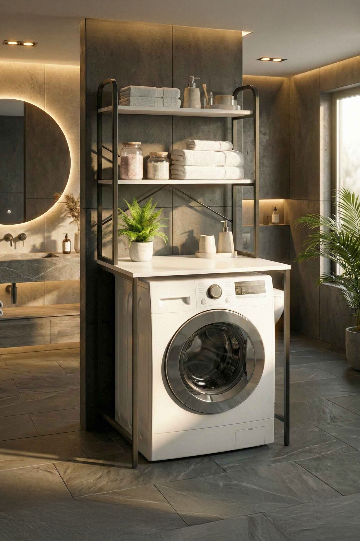 Mutfak Alanını İkiye Katlayan Açık Metal Banyo ve Mutfak Düzenleyiciler